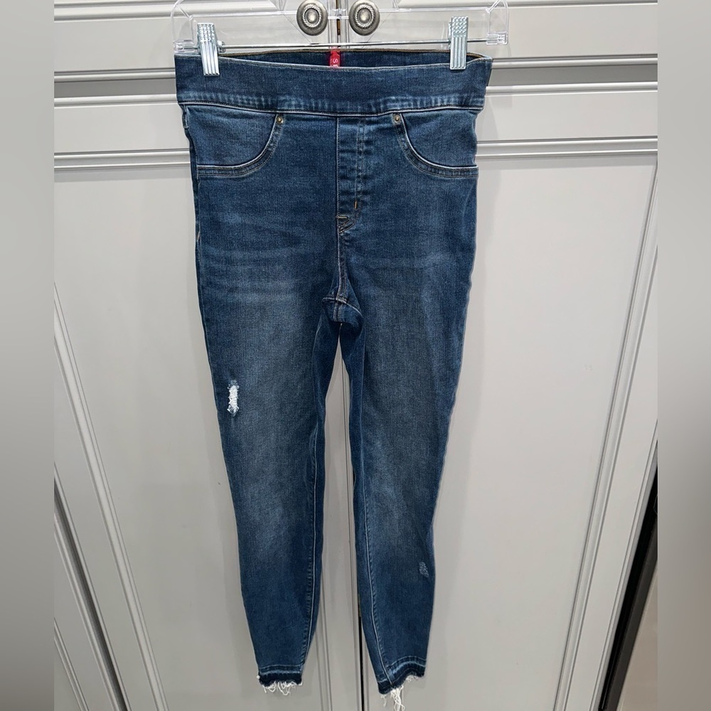 SPANX Distressed Ankle High waist skinny pull on jeans size small - Picture 7 of 14